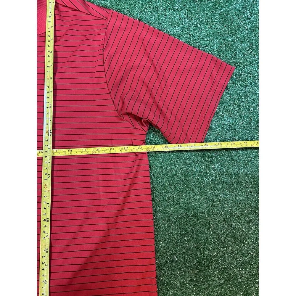 Adidas Climalite Golf Polo Short Sleeve Shirt Red w/ Black Stripes Men's Large‎
